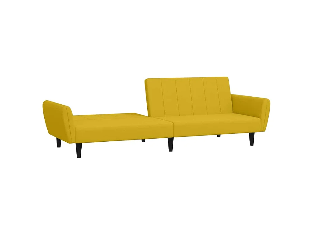 Divano Letto a 2 Posti Giallo in Velluto