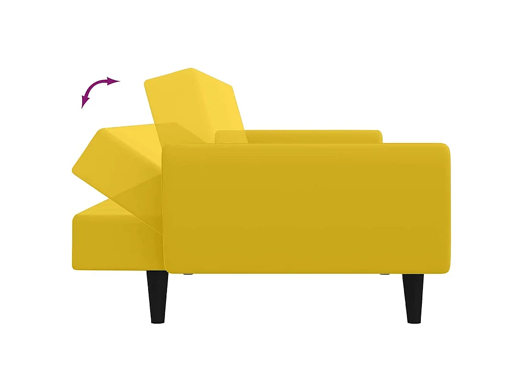 Divano Letto a 2 Posti Giallo in Velluto
