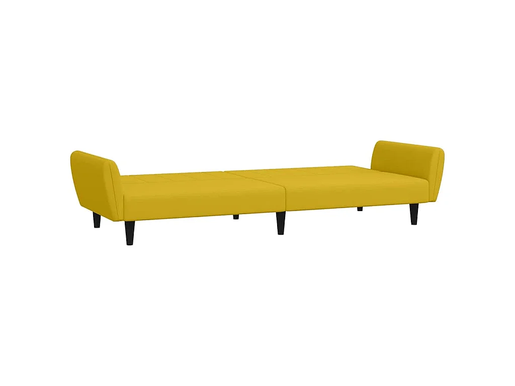 Canapé convertible 2 places en velours jaune