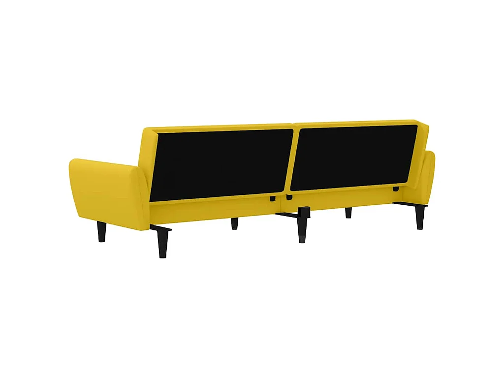 Canapé convertible 2 places en velours jaune