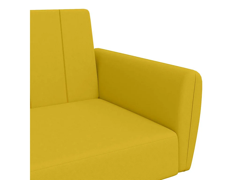 Canapé convertible 2 places en velours jaune