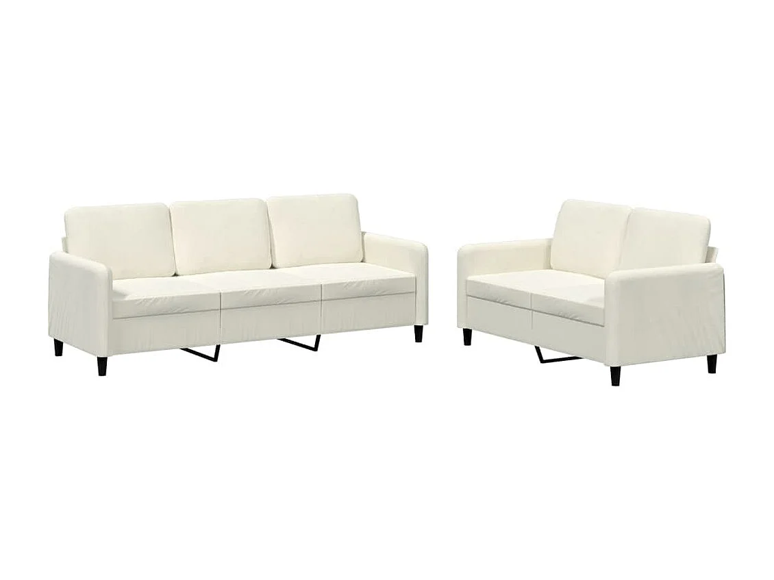 Set di Divani 2 pz Crema in Velluto