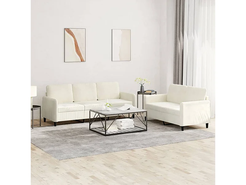 2-delige Loungeset fluweel crèmekleurig