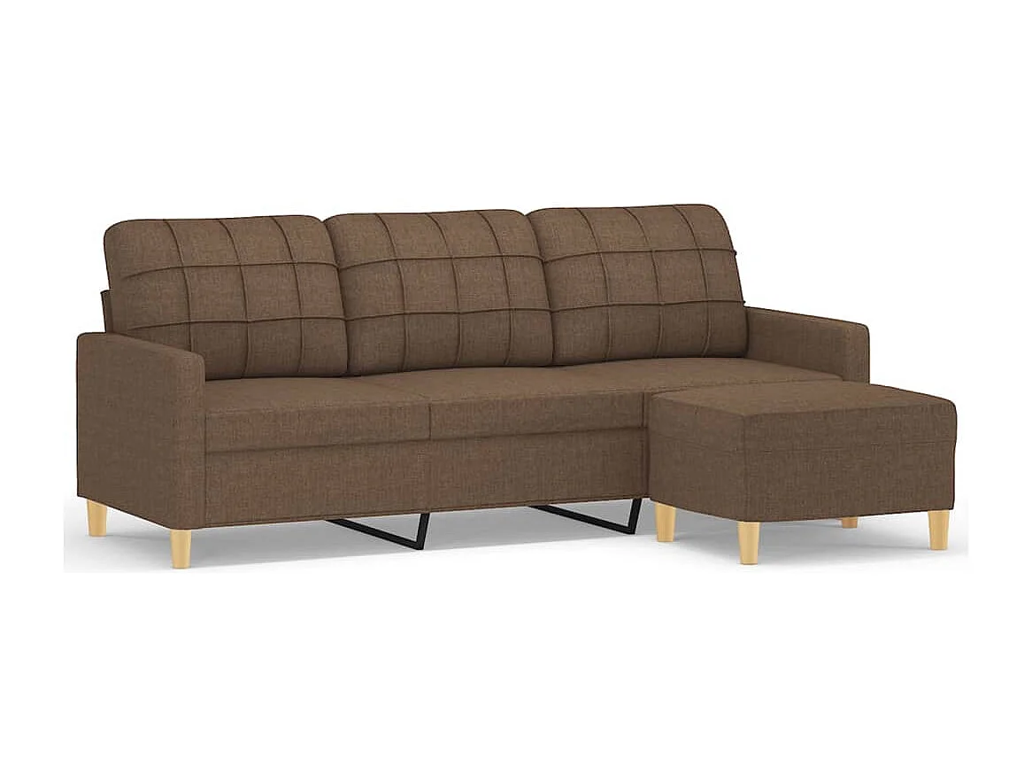 Canapé à 3 places avec repose-pieds Marron 180 cm Tissu