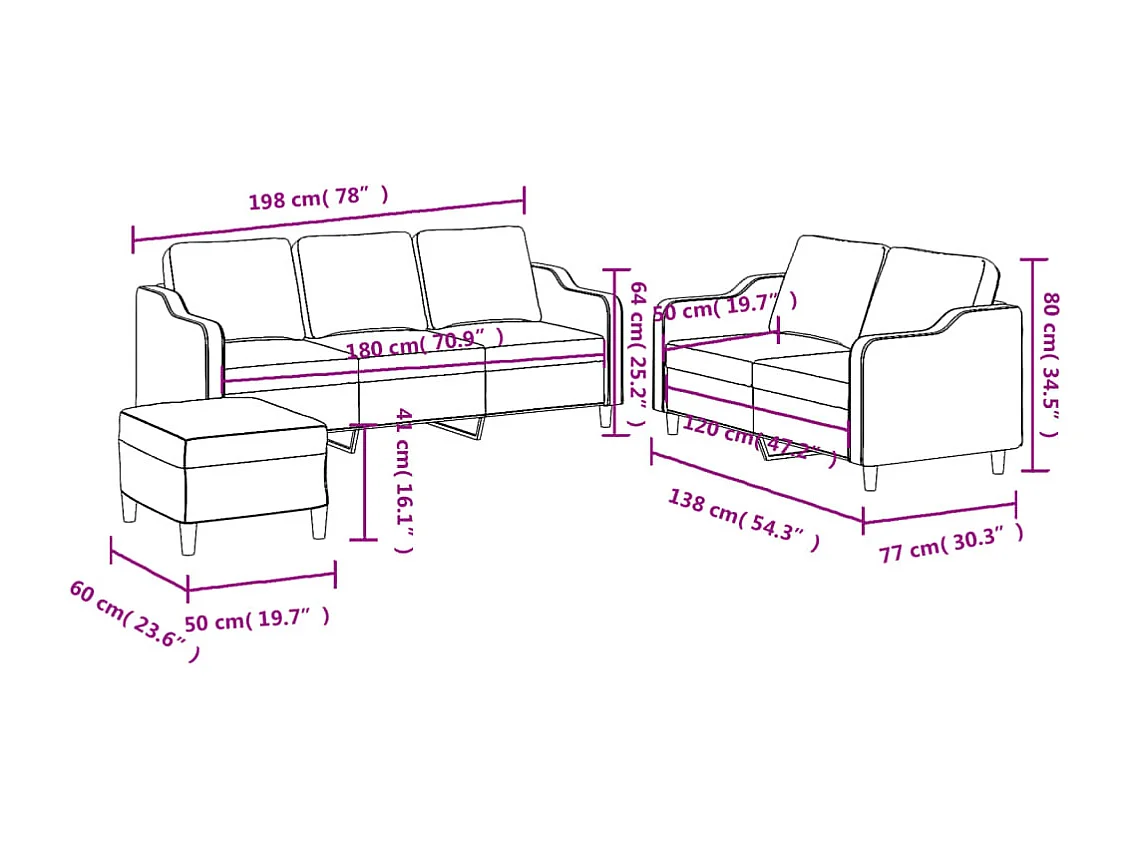 Ensemble de canapés 3 pcs avec coussins Jaune clair Tissu