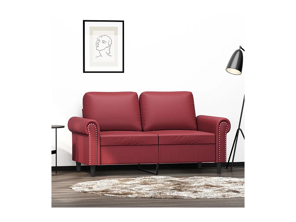 Canapé à 2 places Rouge bordeaux 120 cm Similicuir