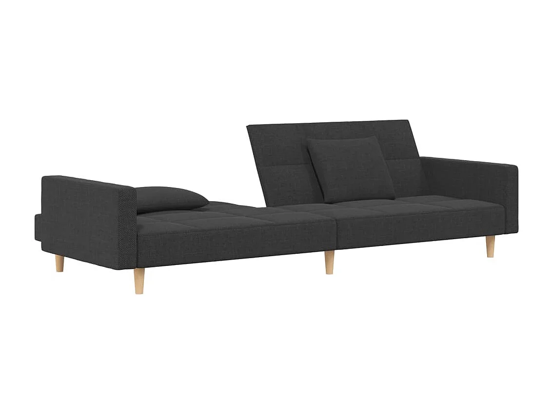 Schlafsofa 2-Sitzer mit 2 Kissen Dunkelgrau Stoff