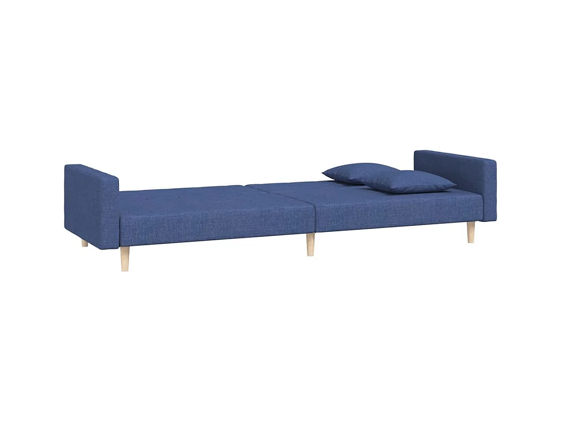 Sofá cama de 2 plazas con dos almohadas tela azul