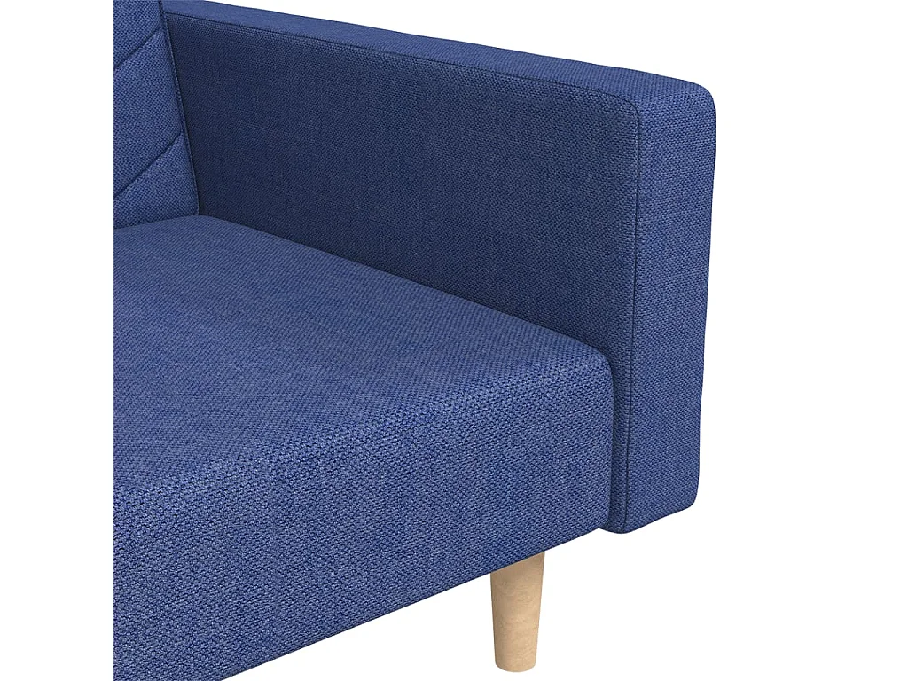 Sofá cama de 2 plazas con dos almohadas tela azul