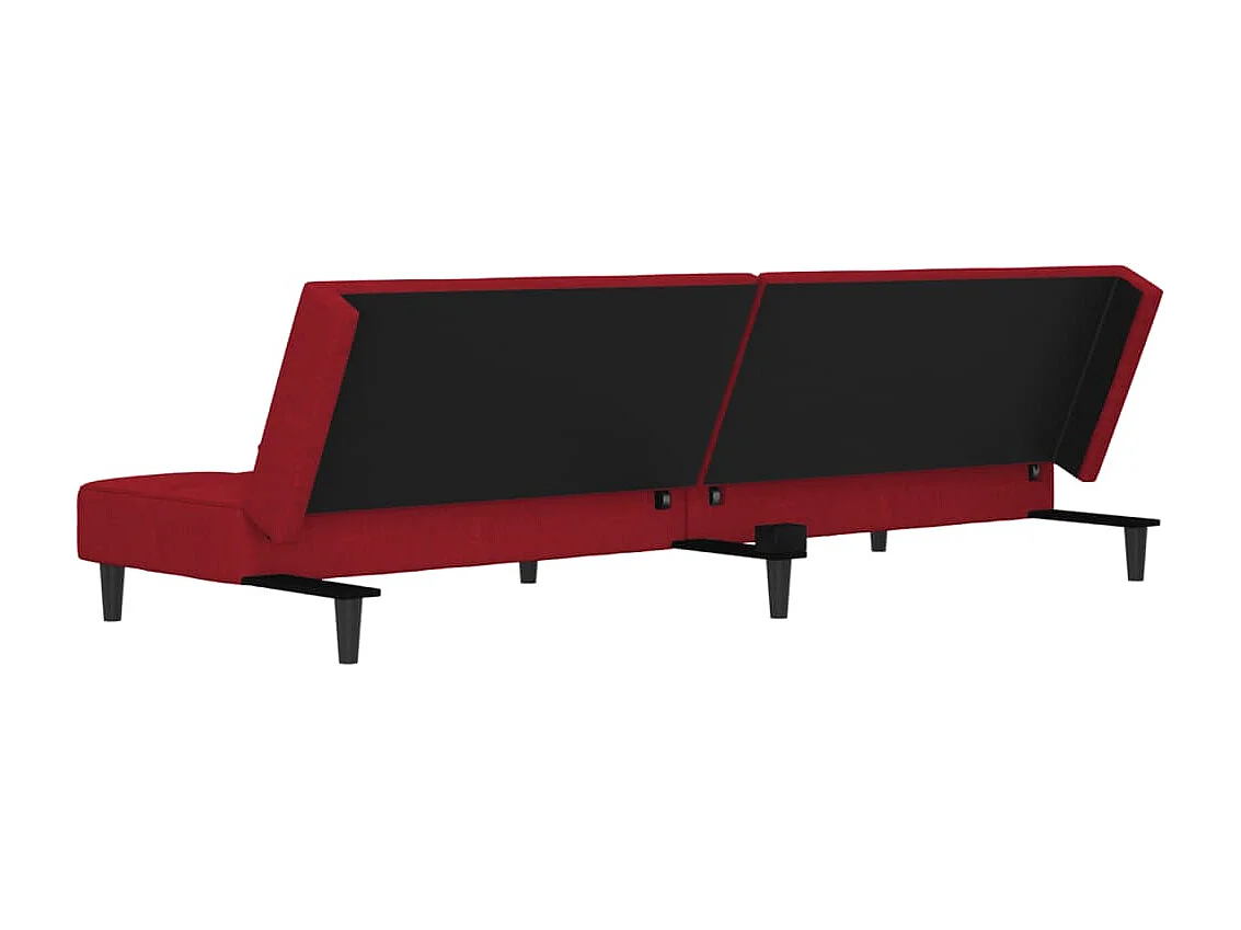 Divano Letto a 2 Posti con 2 Cuscini Rosso Vino in Velluto