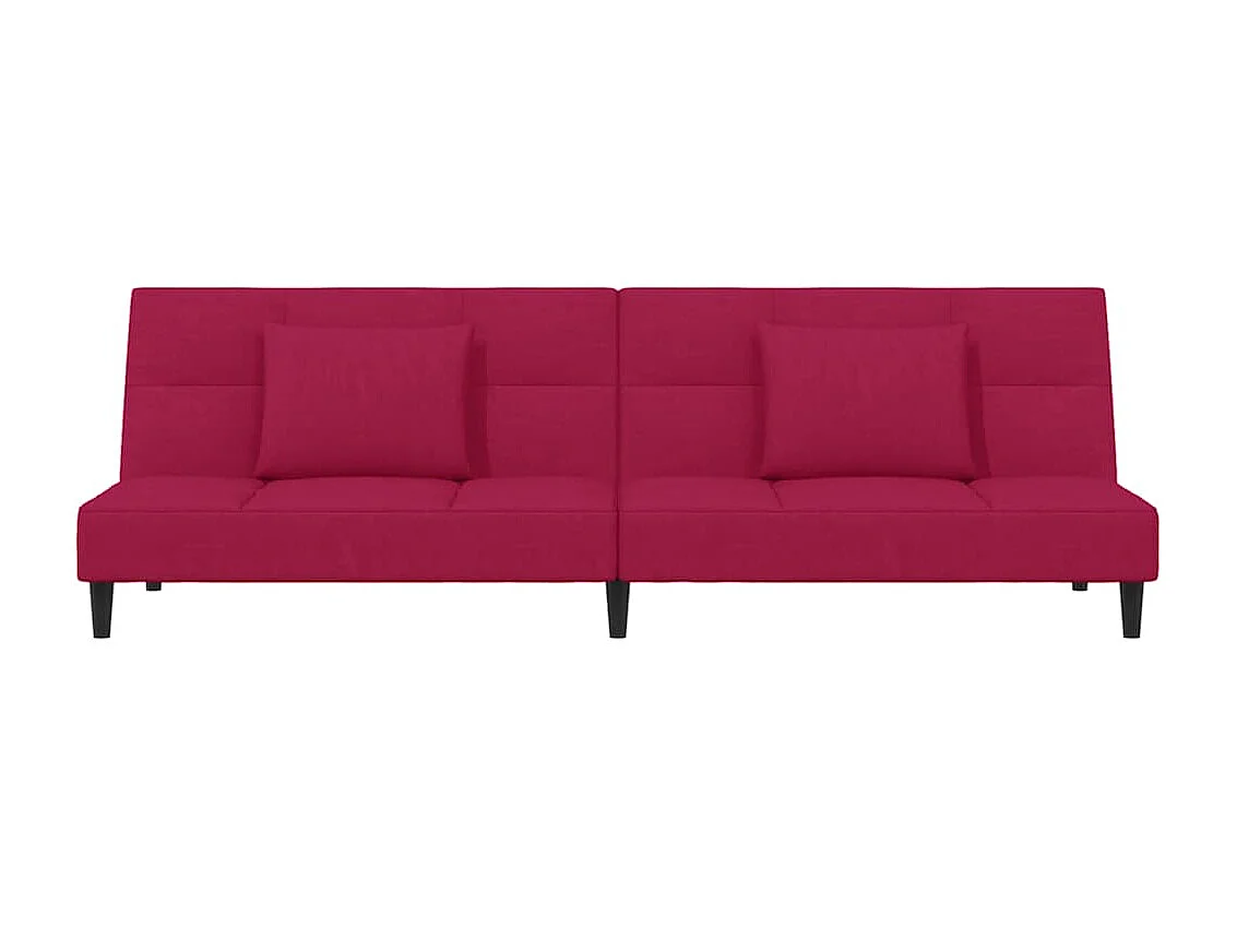 Canapé-lit à 2 places et deux oreillers Rouge bordeaux Velours