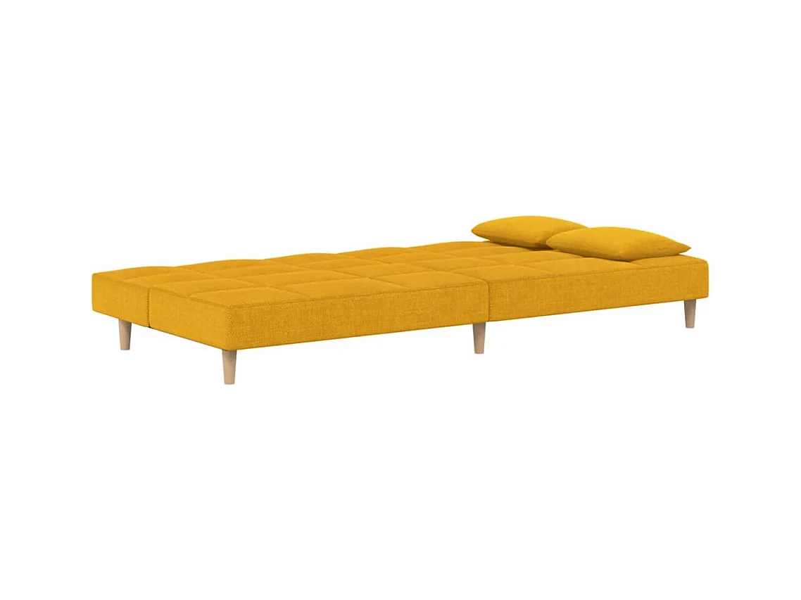 Schlafsofa 2-Sitzer mit 2 Kissen Gelb Stoff