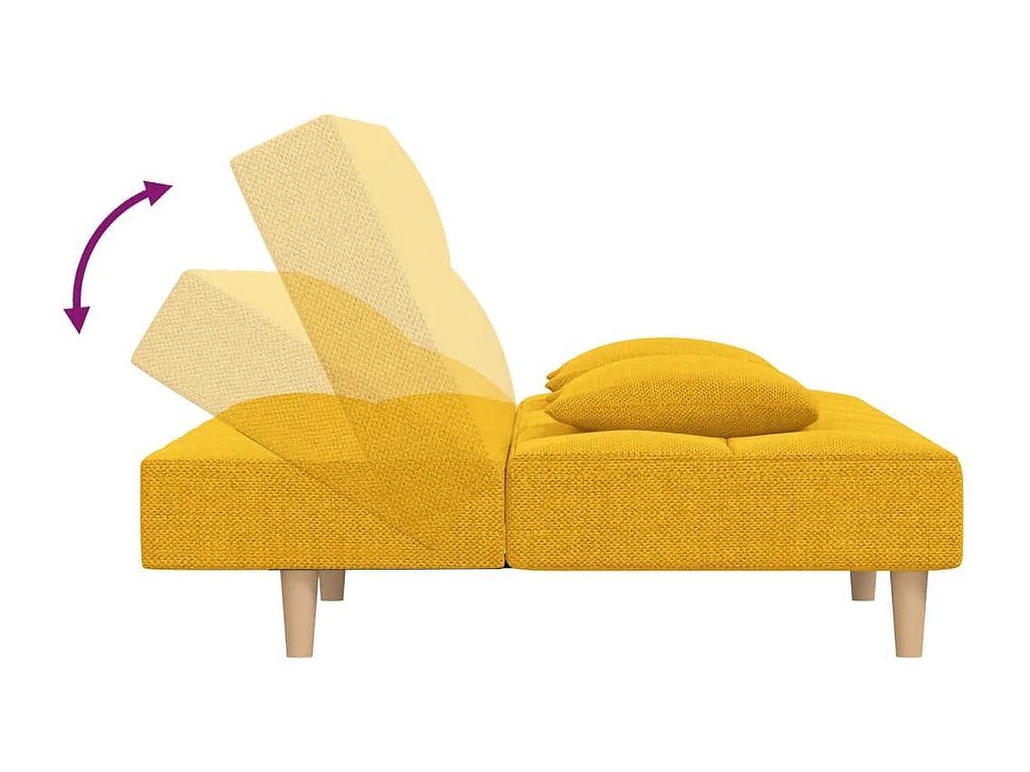 Schlafsofa 2-Sitzer mit 2 Kissen Gelb Stoff