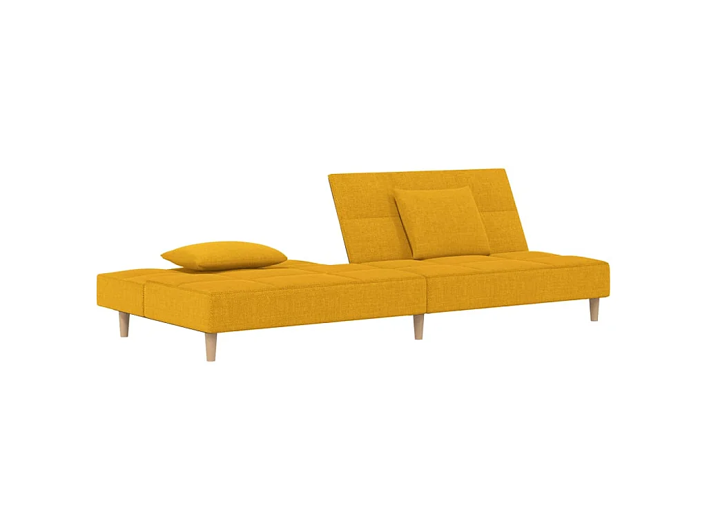 Canapé-lit à 2 places avec deux oreillers jaune tissu