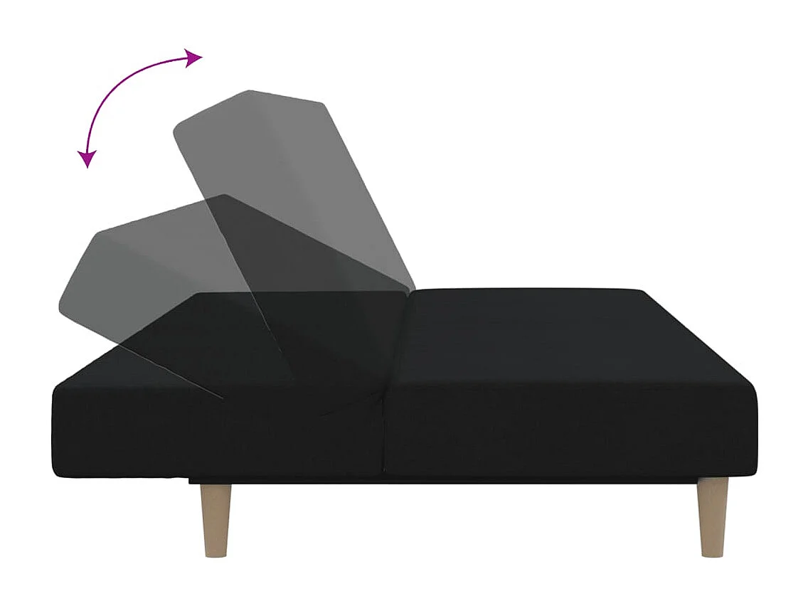Schlafsofa 2-Sitzer Schwarz Stoff