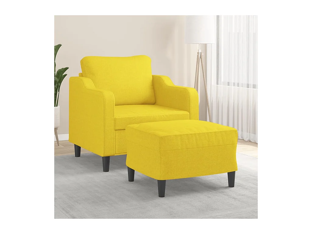 Fauteuil avec repose-pied Jaune clair 60 cm Tissu