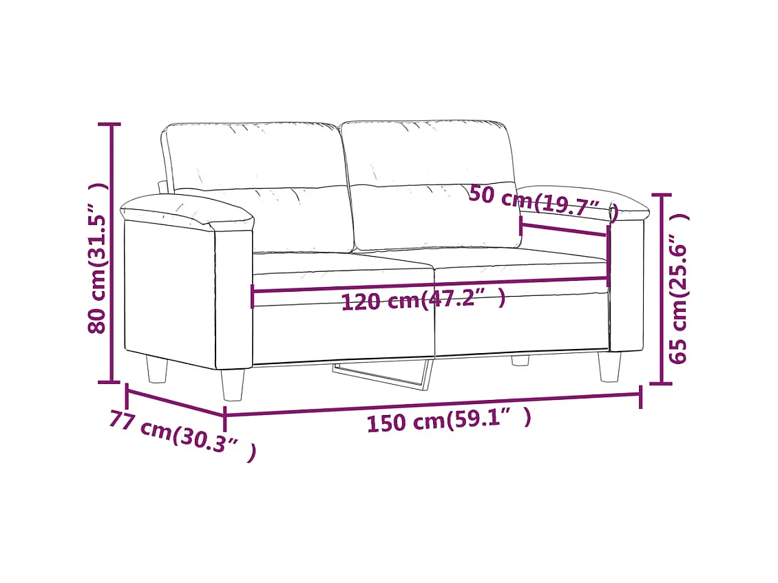 2-Sitzer-Sofa Beige 120 cm Mikrofasergewebe