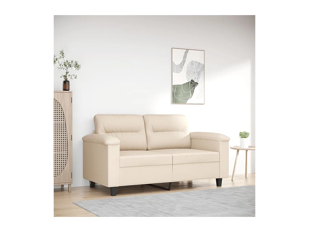 Canapé à 2 places Beige 120 cm Tissu microfibre