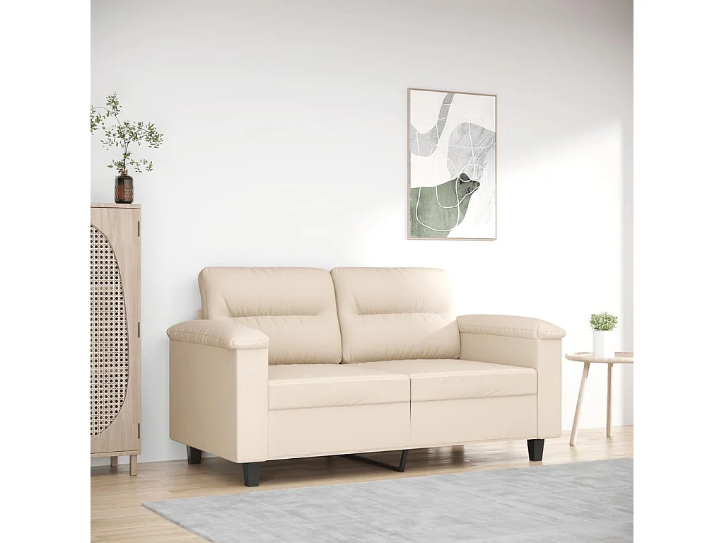 Canapé à 2 places Beige 120 cm Tissu microfibre