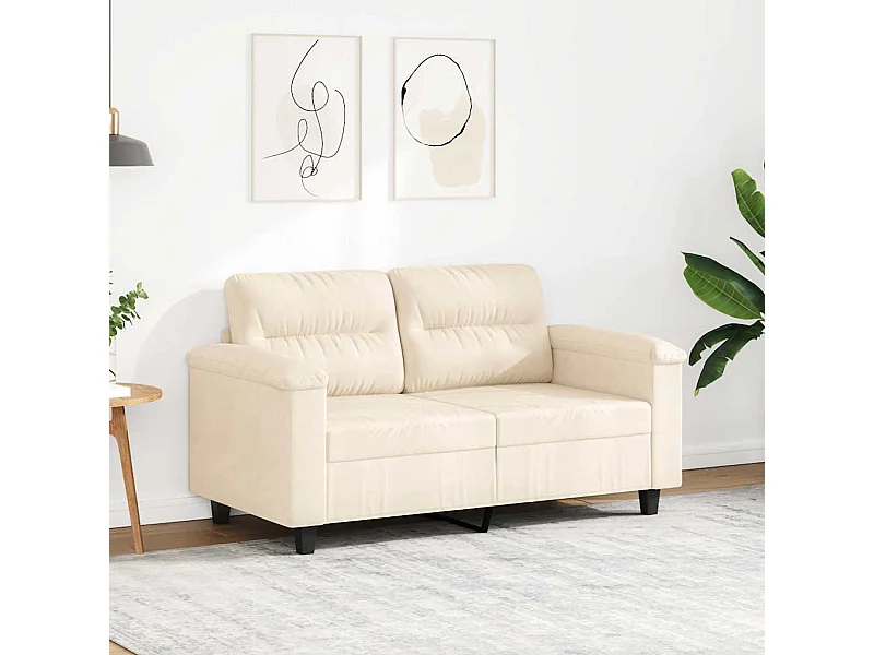 Canapé à 2 places Beige 120 cm Tissu microfibre