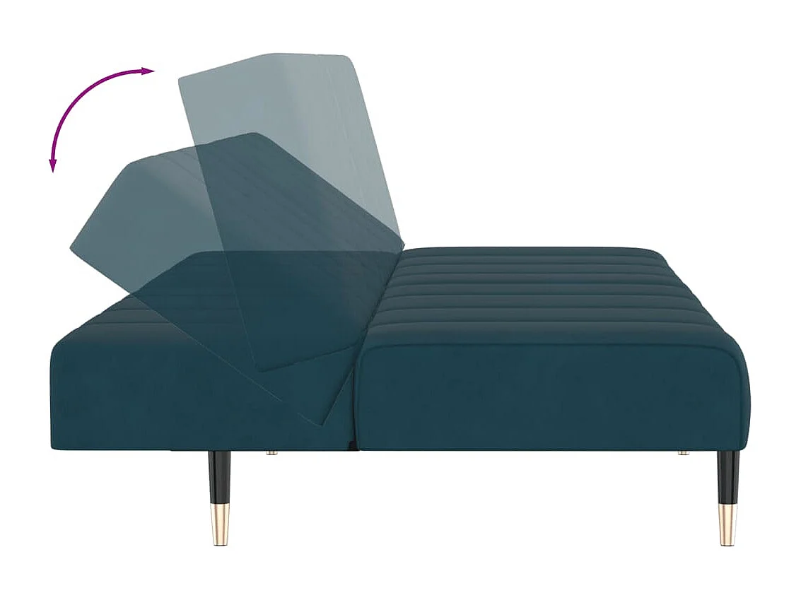 Schlafsofa 2-Sitzer Blau Samt