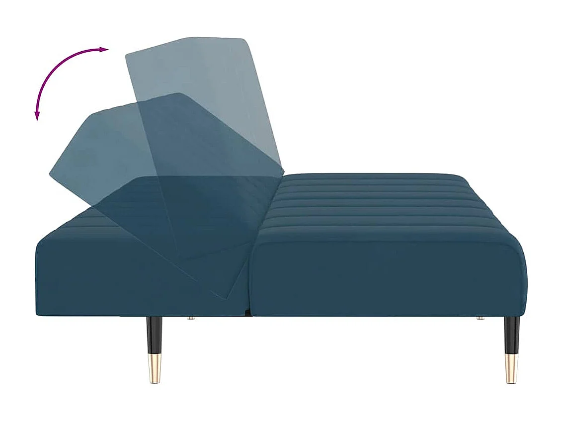 Schlafsofa 2-Sitzer Blau Samt