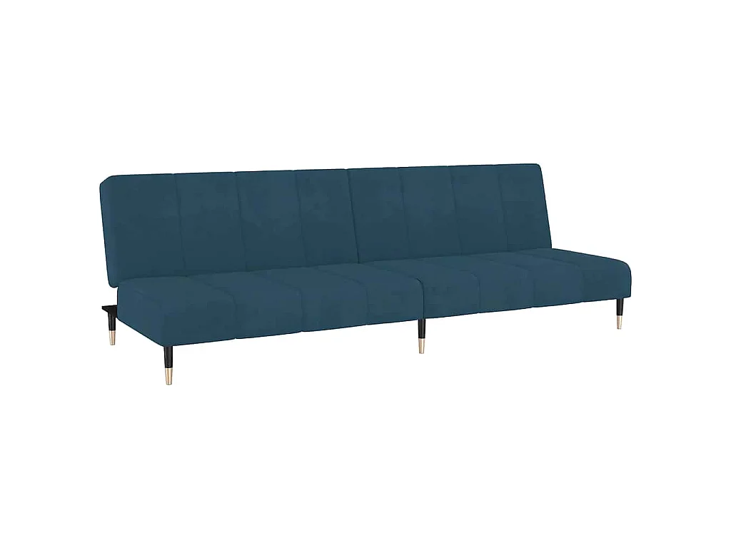 Sofá-cama de 2 lugares veludo azul