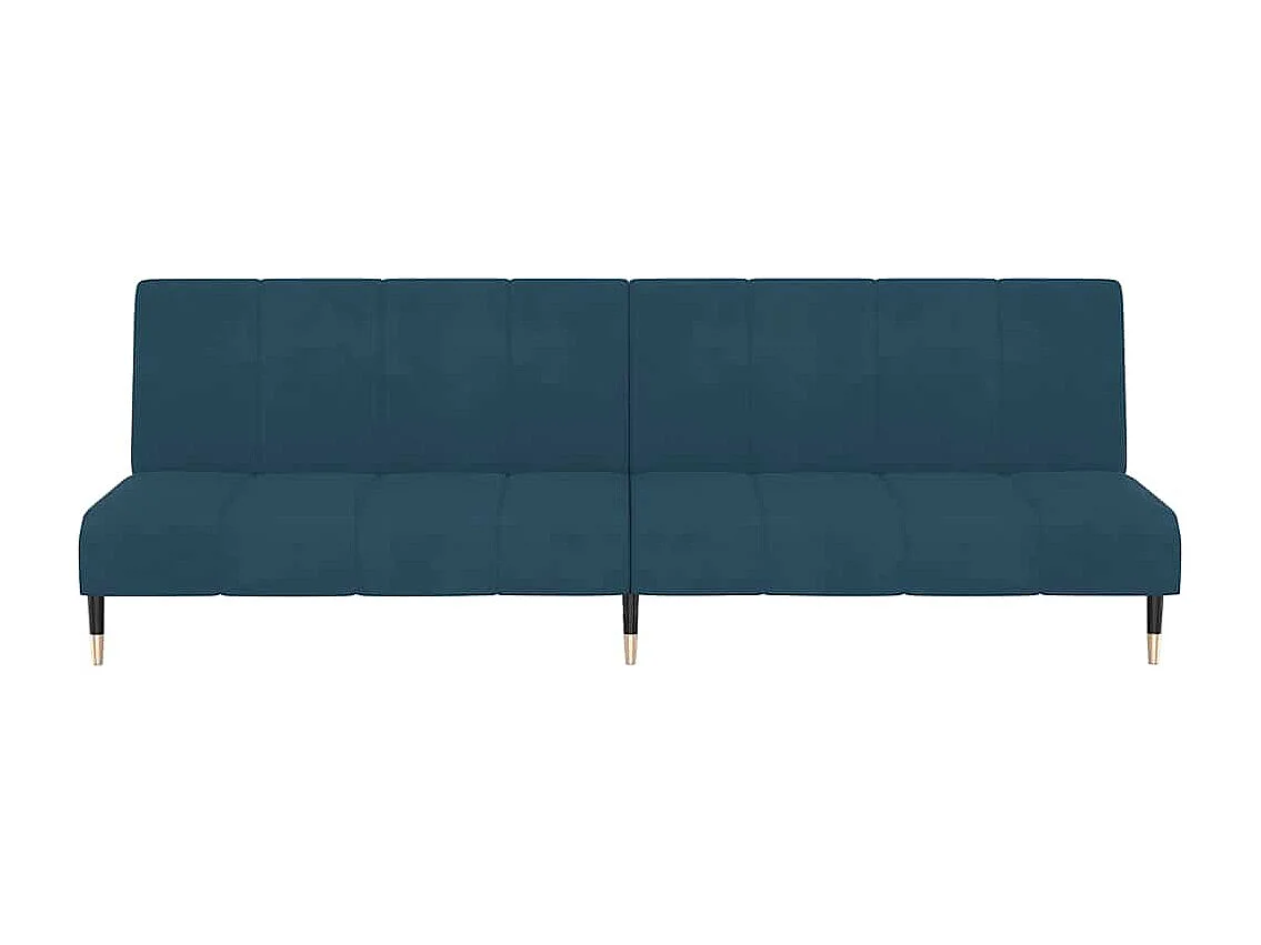 Sofá-cama de 2 lugares veludo azul