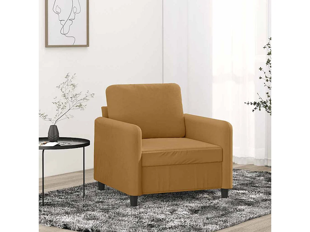 Fauteuil Marron 60 cm Velours