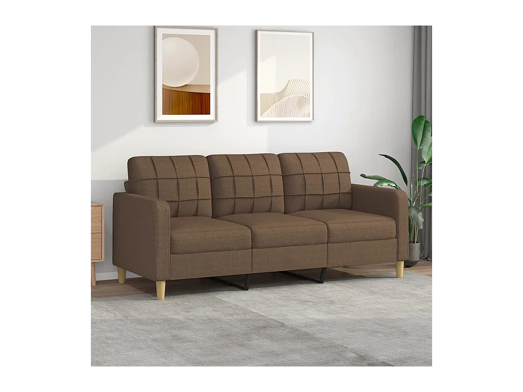 Canapé à 3 places Marron 180 cm Tissu