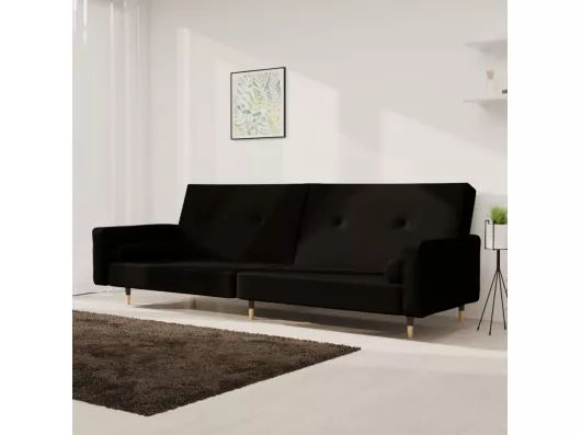 Kauf Unique Schlafsofa 2-Sitzer mit 2 Kissen Schwarz Samt