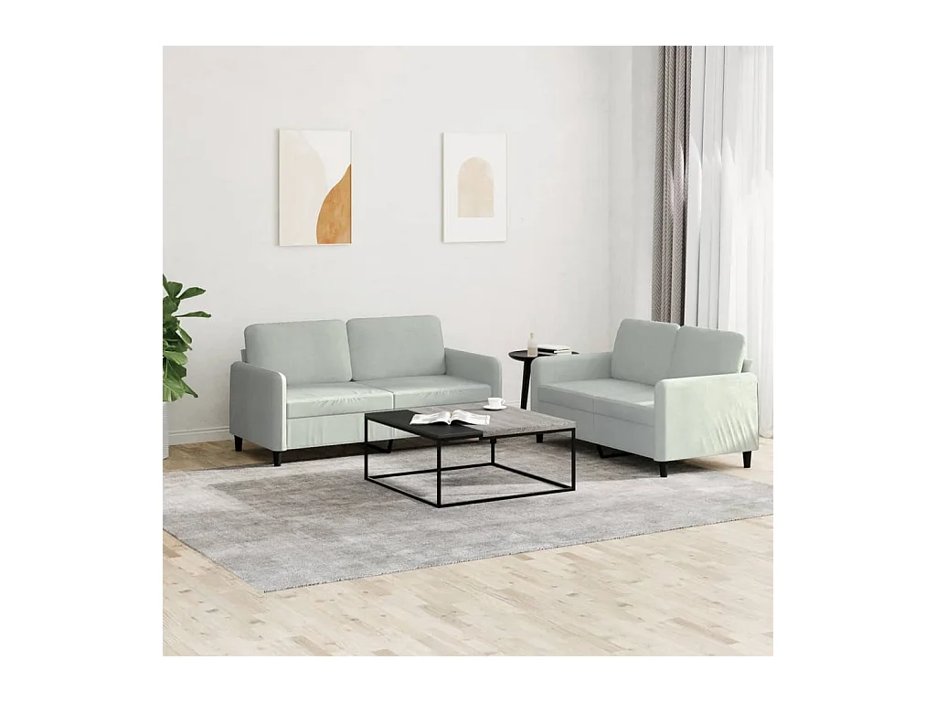 Ensemble de canapés 2 pcs gris clair velours