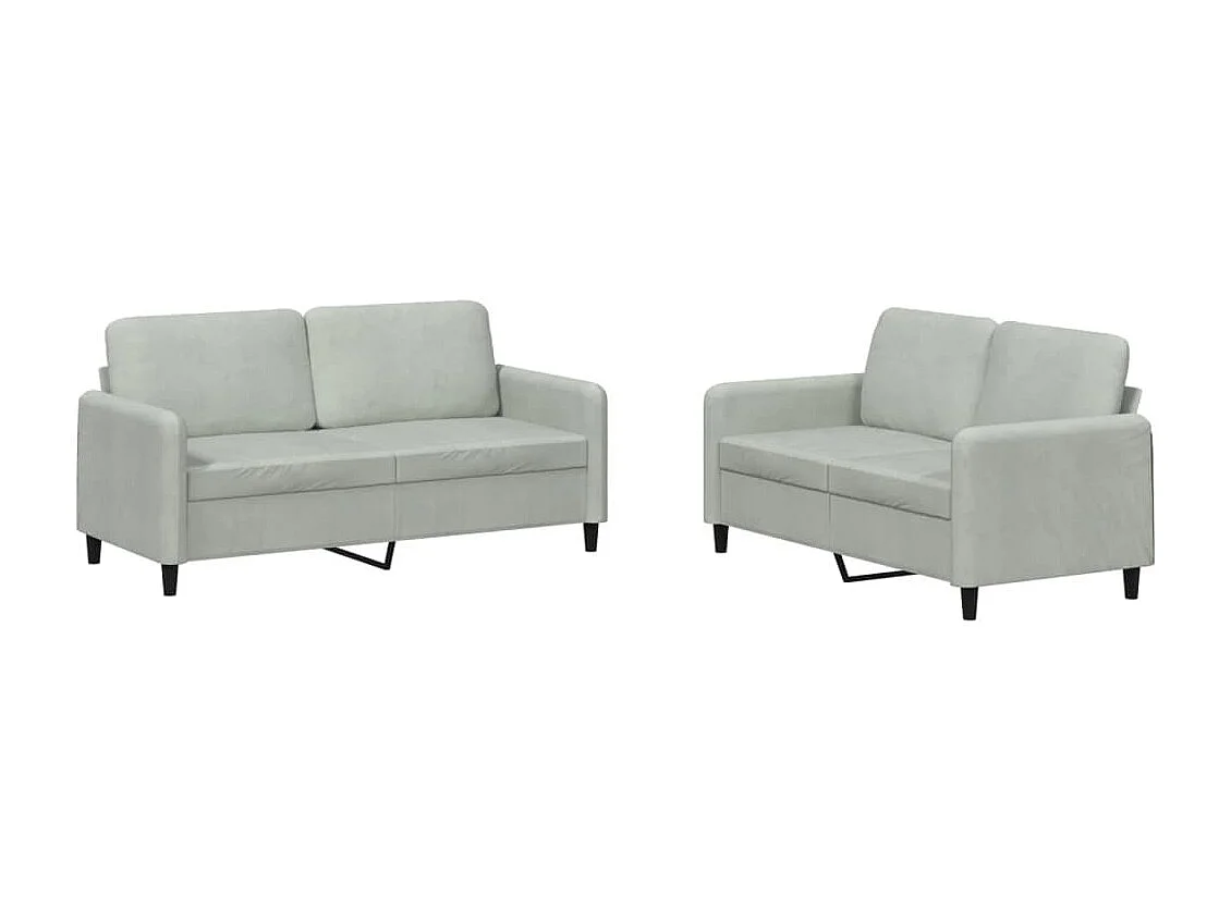 2-delige Loungeset fluweel lichtgrijs