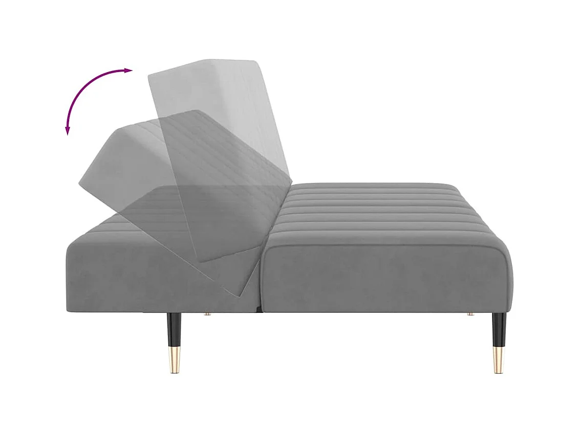 Schlafsofa 2-Sitzer Hellgrau Samt