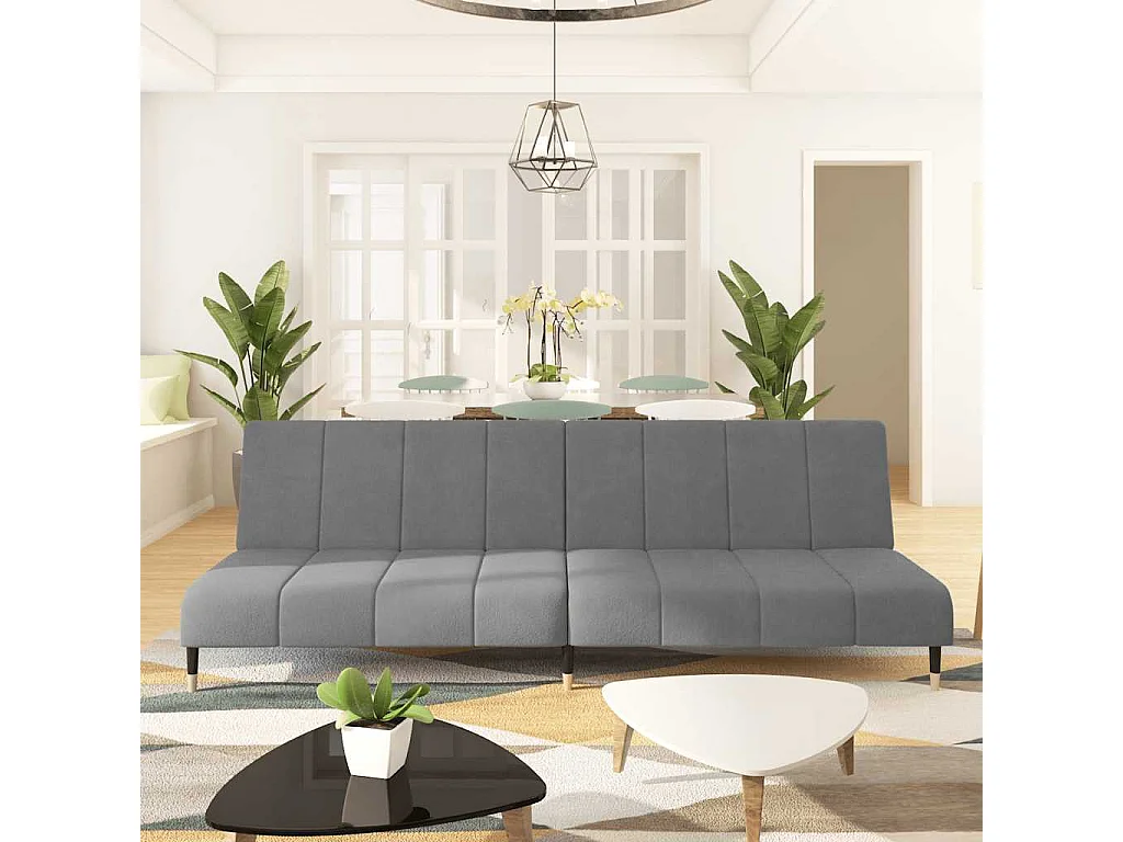 Schlafsofa 2-Sitzer Hellgrau Samt