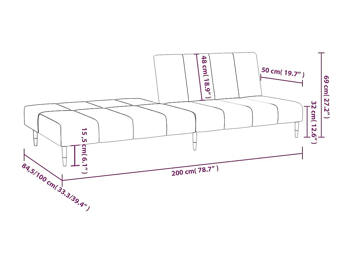 Schlafsofa 2-Sitzer Hellgrau Samt