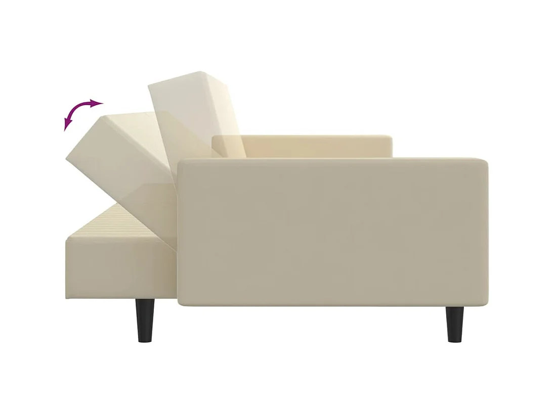 Sofá-cama de 2 lugares veludo cor creme