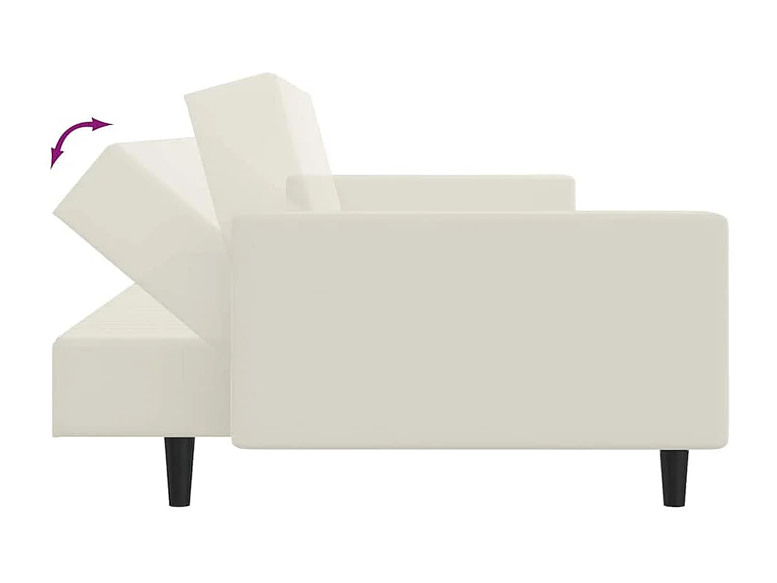 Sofá-cama de 2 lugares veludo cor creme