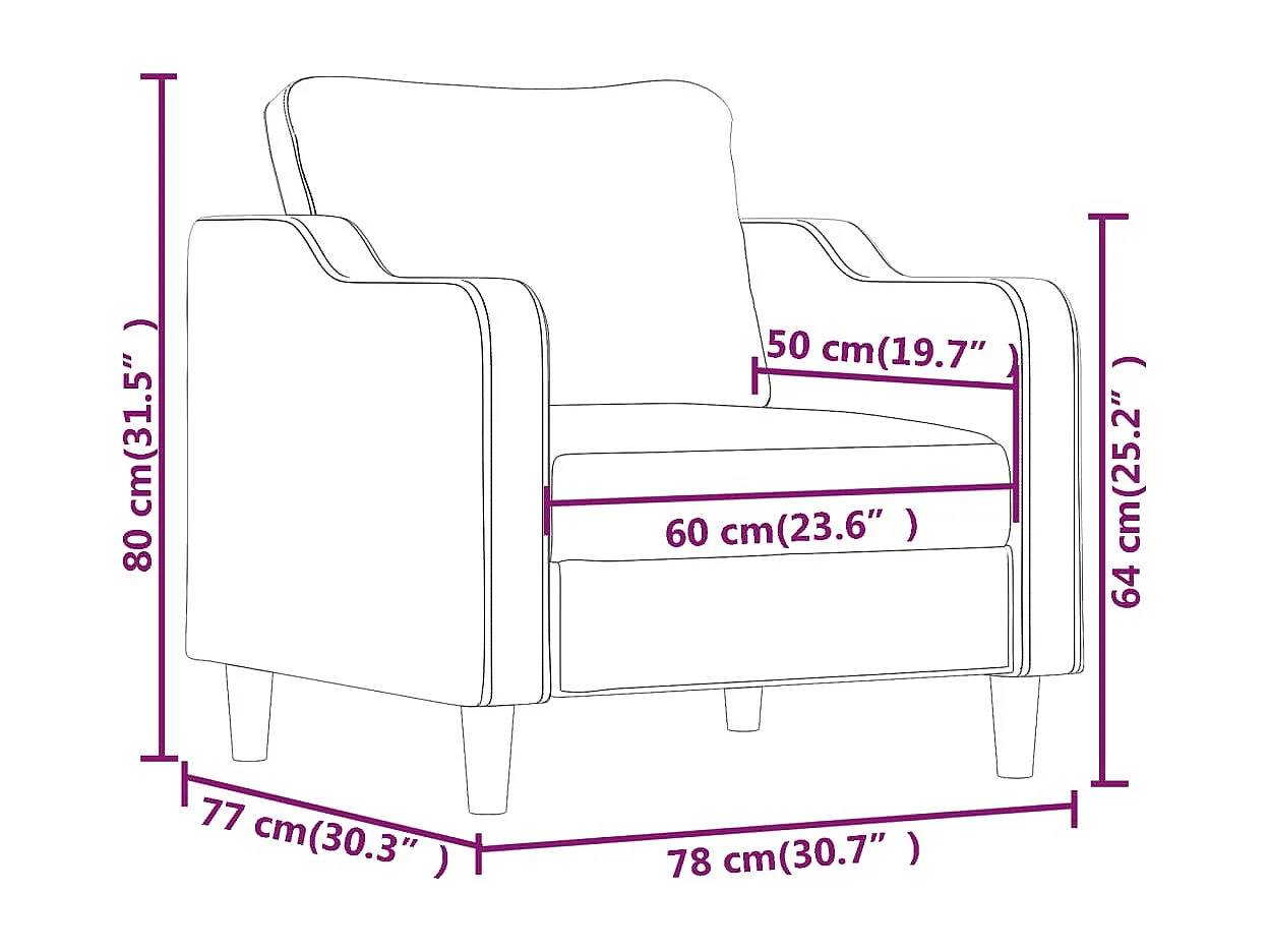 Sessel Braun 60 cm Stoff