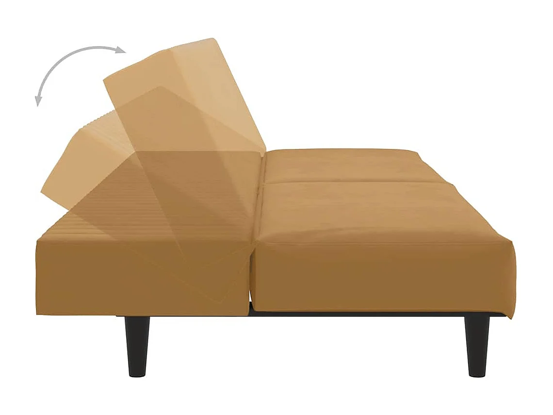 Schlafsofa 2-Sitzer Braun Samt