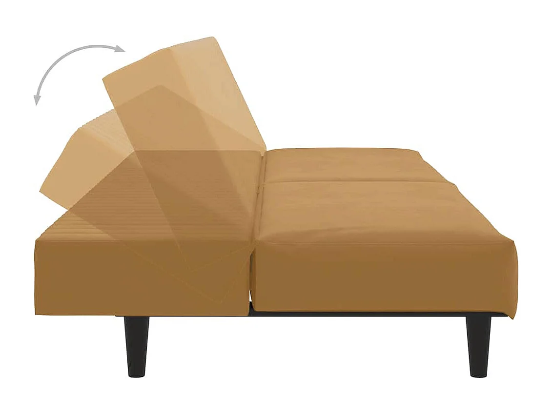 Schlafsofa 2-Sitzer Braun Samt