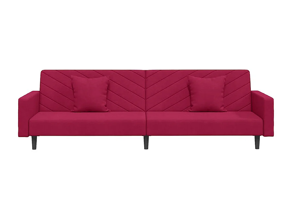 Canapé-lit à 2 places et deux oreillers Rouge bordeaux Velours