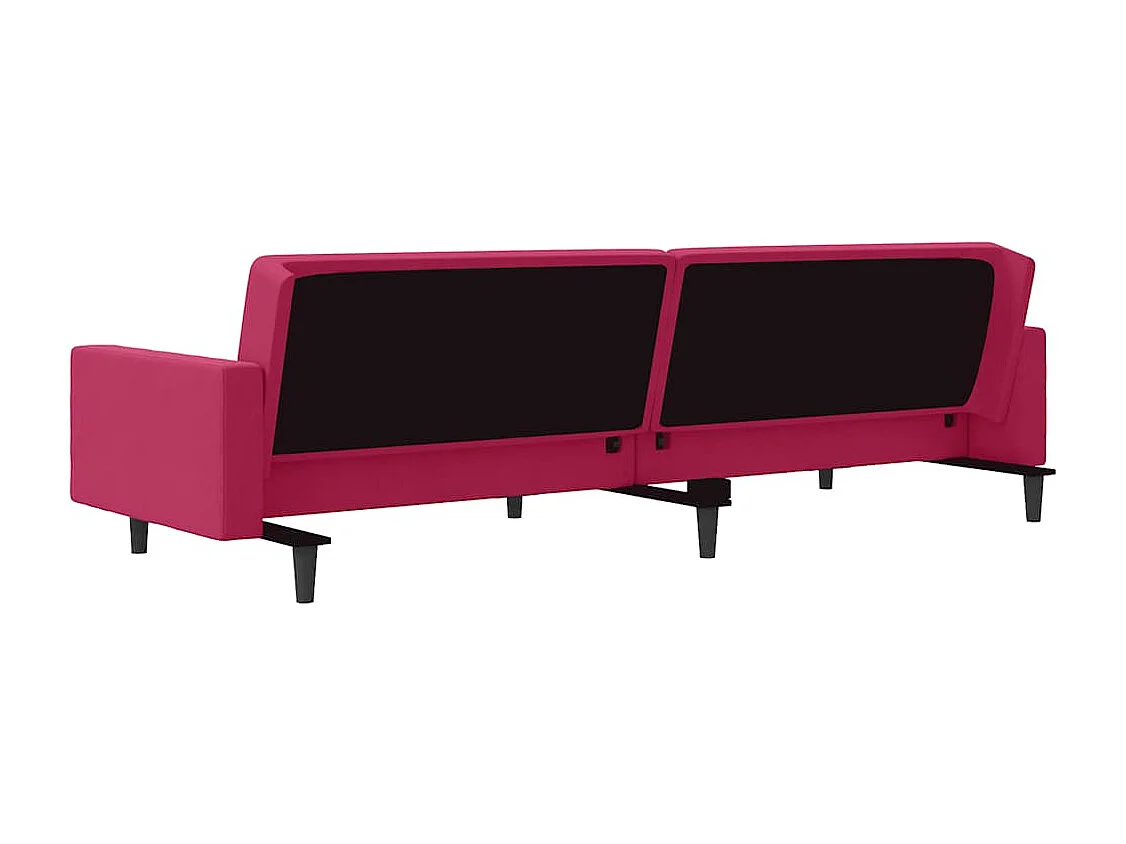 Canapé-lit à 2 places et deux oreillers Rouge bordeaux Velours