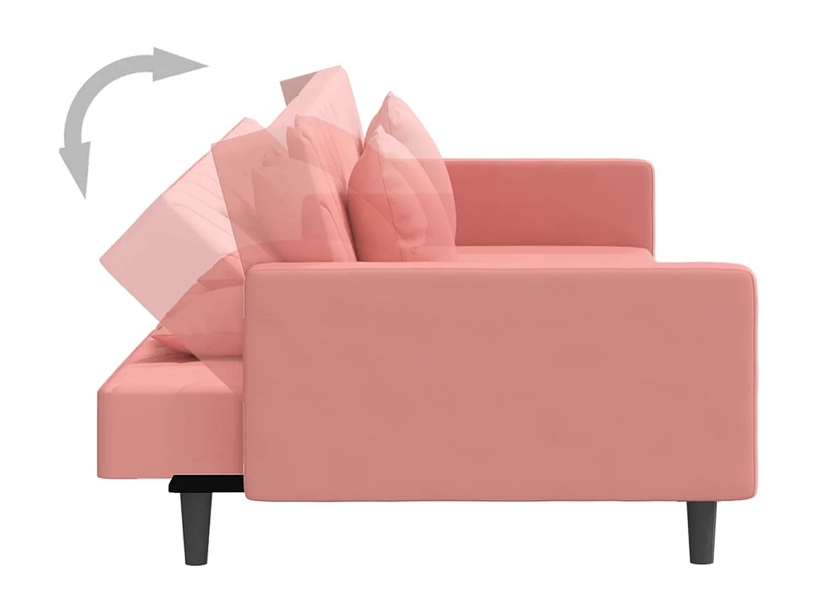 Slaapbank 2-zits met 2 kussens fluweel roze