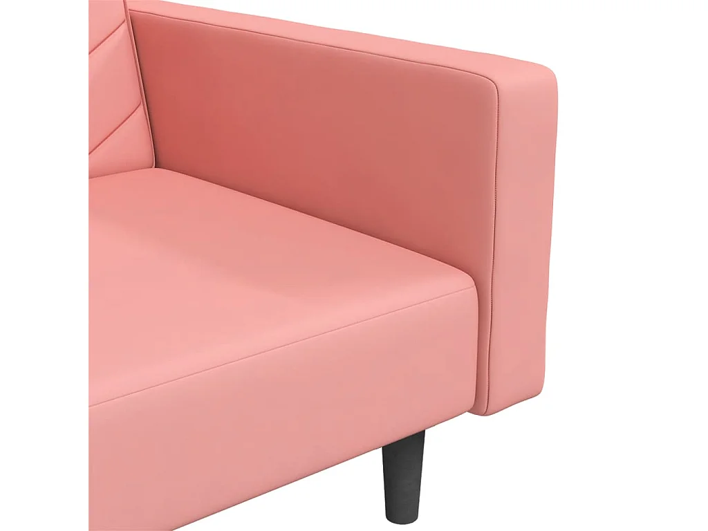 Slaapbank 2-zits met 2 kussens fluweel roze