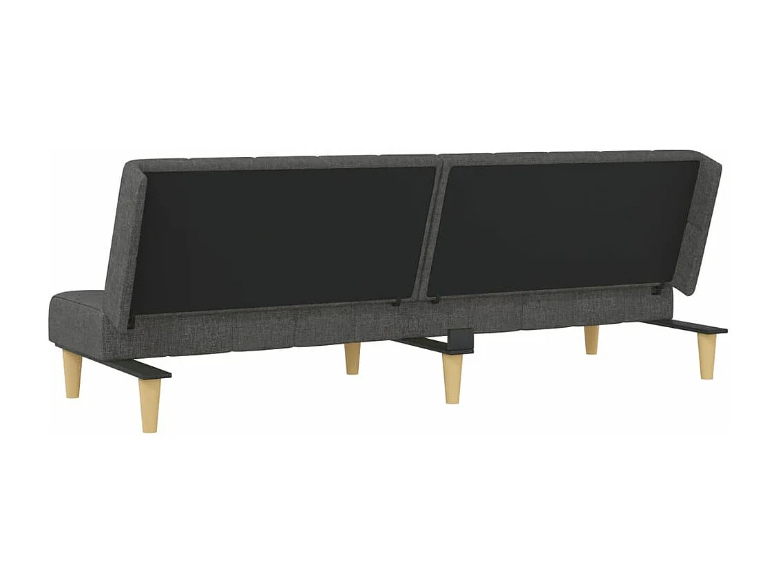 Sofá-cama de 2 lugares tecido cinzento-escuro