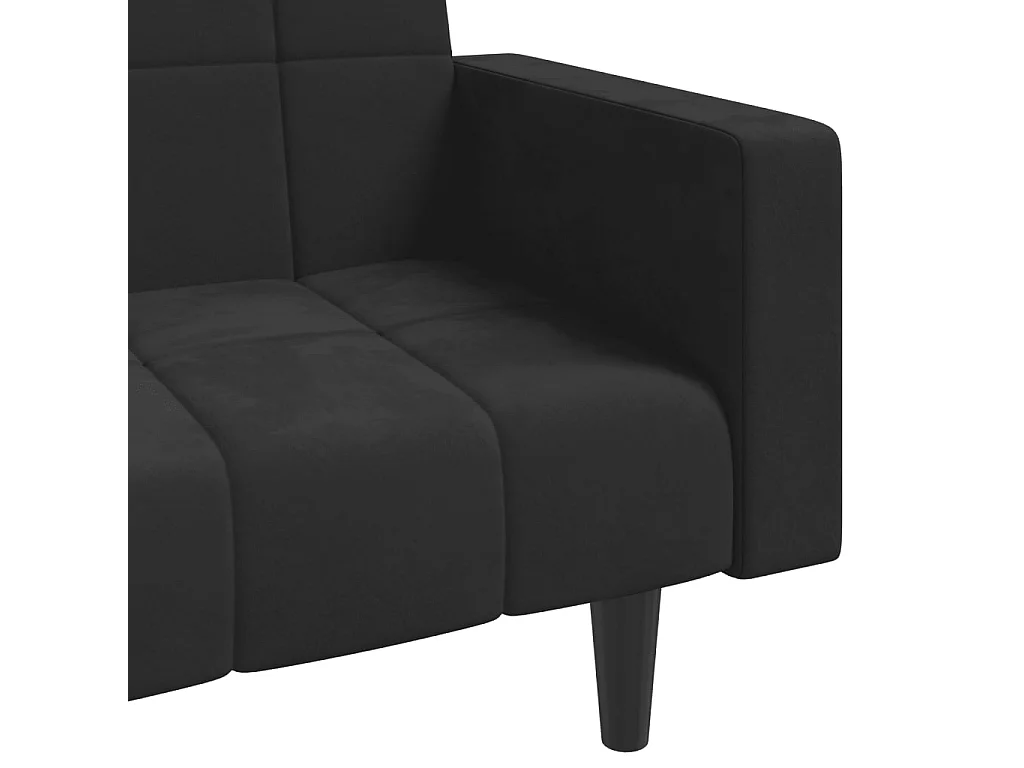 Sofá cama de 2 plazas con dos almohadas terciopelo negro