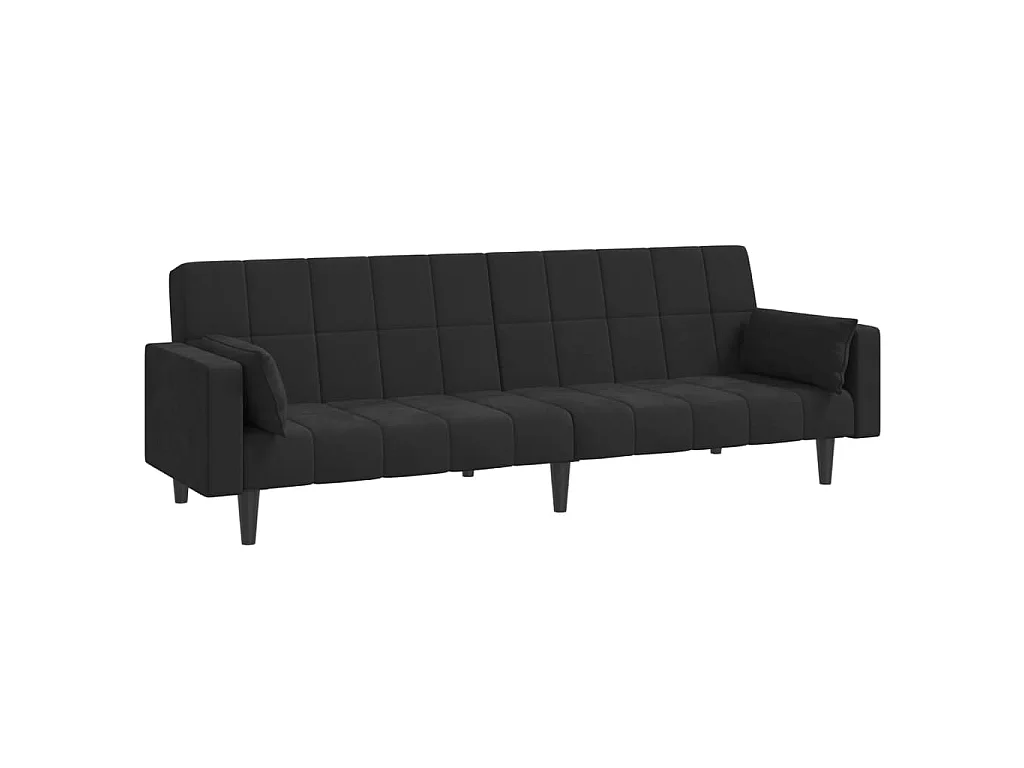 Schlafsofa 2-Sitzer mit 2 Kissen Schwarz Samt
