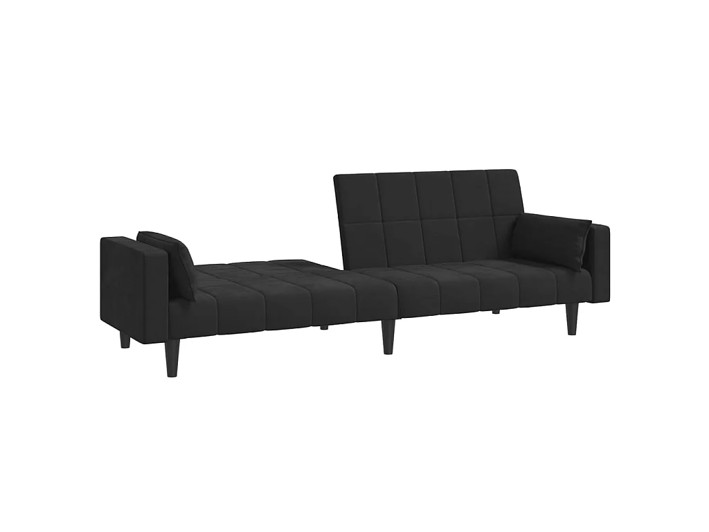 Schlafsofa 2-Sitzer mit 2 Kissen Schwarz Samt