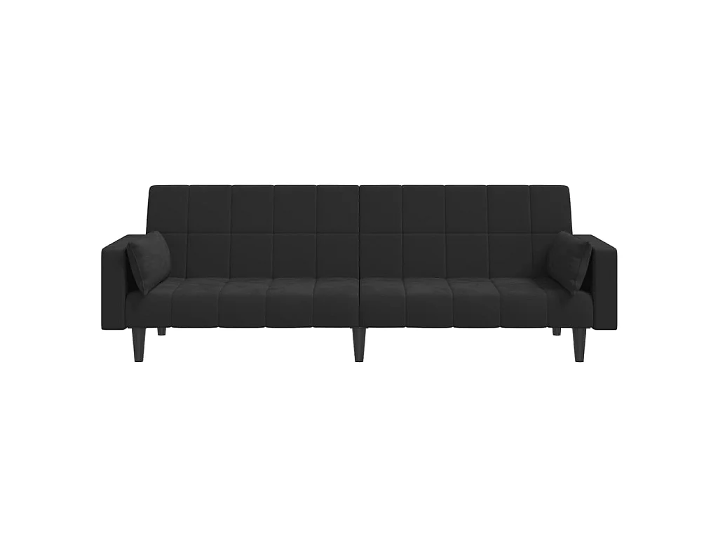 Schlafsofa 2-Sitzer mit 2 Kissen Schwarz Samt